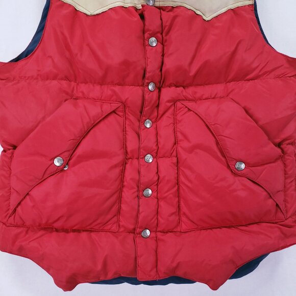 Vintage Denver Down Multicolor Leather n Nylon Puff Jacket Vest Goose Down Fill - Picture 3 of 16